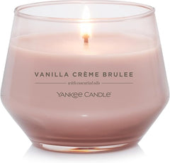 Yankee Candle Studio Scented Candle | Vanilla Crème Brulee Medium Candle | Long Burning Candles: 35-50 Hours | Stylish Glass Vessel Design with Beige Wax | Perfect Gifts for Women, Gifts for Mum