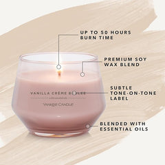 Yankee Candle Studio Scented Candle | Vanilla Crème Brulee Medium Candle | Long Burning Candles: 35-50 Hours | Stylish Glass Vessel Design with Beige Wax | Perfect Gifts for Women, Gifts for Mum