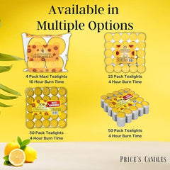 Price's Candles Citronella Scented Tealights | Protects from Unwanted Flies & Insects | Pack of 50 [Energy Class A]