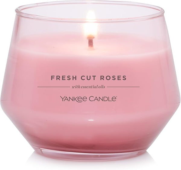 Yankee Candle Studio Scented Candle| Fresh Cut Roses Medium Candle | Long Burning Candles: 40-65 Hours | Stylish Glass Vessel Design | Perfect Gifts for Women, for Mum, Wedding & More