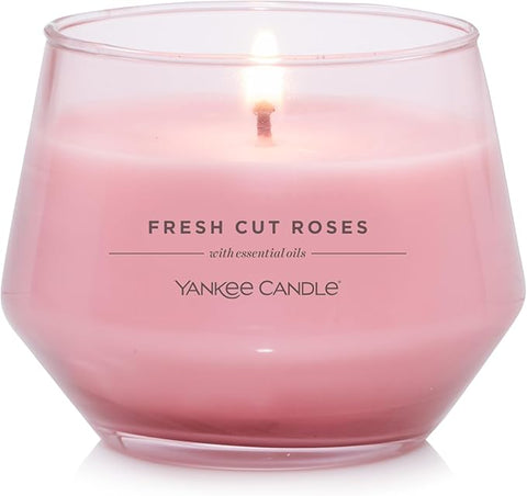 Yankee Candle Studio Scented Candle| Fresh Cut Roses Medium Candle | Long Burning Candles: 40-65 Hours | Stylish Glass Vessel Design | Perfect Gifts for Women, for Mum, Wedding & More