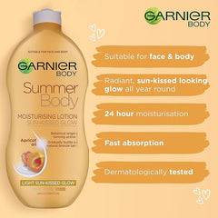 Garnier Skinactive Body Garnier Summer Body Gradual Self Tan Moisturiser Light, Hydrating Tanning Lotion for a Glowing Sunkissed Tan 250 ml