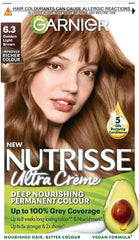 Garnier Nutrisse Permanent Hair Dye, Natural-looking, hair colour result, For All Hair Types, 6.3 Golden Light Brown