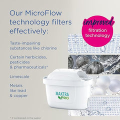 BRITA Flow XXL Water Filter Tank incl. 1x MAXTRA PRO All-in-1 cartridge & MAXTRA PRO All-in-1 Water Filter Cartridge 6 Pack - Original BRITA refill reducing impurities, chlorine, pesticides