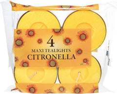 Price's Candles Citronella Scented Tealights | Protects from Unwanted Flies & Insects | Pack of 4 Maxi Tealights