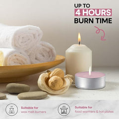Price's Petali Brand Scented Tealights | 25 Pack Tealights 4 Hour Burn Time | Available in Multiple Scents (Rose)
