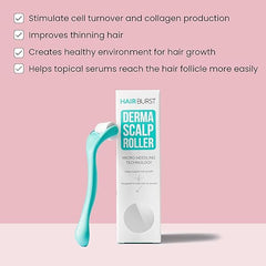 HAIR BURST Premium Microneedling Roller for Hair Growth: 0.25mm Dermaroller - Stimulates Scalp & Boosts Collagen Production - Ideal Micro Needling Tool for Women & Men With Thinning Hair