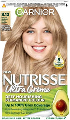Garnier Nutrisse Permanent Hair Dye, Natural-looking, hair colour result, For All Hair Types, 8.13 Medium Beige Blonde