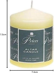 Price's Candles - Altar Candle - 100mm x 80mm - Unscented - Up To 50 Hour Burn Time - Smokeless & Dripless [Energy Class A]