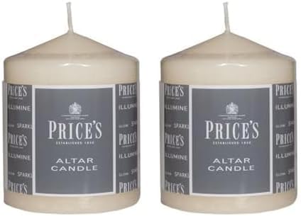 Price's Candles - Altar Candle - 100mm x 80mm - Unscented - Up to 50 Hour Burn Time - Smokeless & Dripless (Pack of 2)