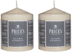 Price's Candles - Altar Candle - 100mm x 80mm - Unscented - Up to 50 Hour Burn Time - Smokeless & Dripless (Pack of 2)