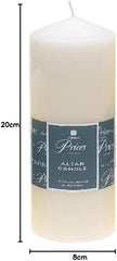 Price's Candles - Altar Candle - 250mm x 80mm - Unscented - Up to 50 Hour Burn Time - Smokeless & Dripless - Ideal for All Occasions [Energy Class A]