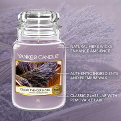 Yankee Candle Scented Candle | Dried Lavender & Oak Large Jar | Long Burning Candles: up to 150 Hours | Perfect Gifts for Women