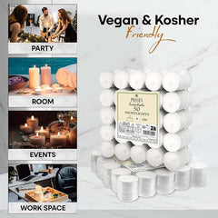 Price's Candles 50 Pack 8 Hour Tea Lights | Clean Vegan & Kosher Friendly Long Burning Tea Lights Great for Everday Use | Unscented Tealights Great for Everday Use