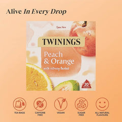 Twinings Peach & Orange Tea Bags, 20 Count (Pack of 1)