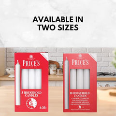 Price's - Household Candles - Pack of 10 - Unscented - 5 Hour Burn Time - Premium White Wax [Energy Class A]
