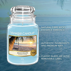Yankee Candle Scented Candle | Beach Escape Large Jar | Long Burning Candles: up to 150 Hours | Perfect Gifts for Women