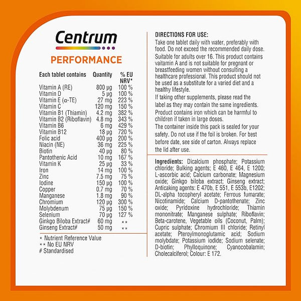 Centrum Types Centrum Performance Multivitamin Tablets for Men and Women, Vitamins w ...