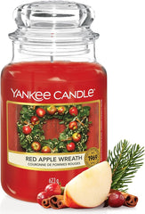 Yankee Candle Scented Candle | Red Apple Wreath Large Jar Candle | Long Burning Candles: up to 150 Hours