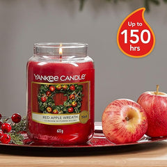 Yankee Candle Scented Candle | Red Apple Wreath Large Jar Candle | Long Burning Candles: up to 150 Hours