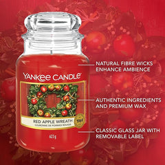 Yankee Candle Scented Candle | Red Apple Wreath Large Jar Candle | Long Burning Candles: up to 150 Hours