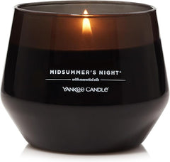 Yankee Candle Studio Scented Candle,Midsummer's Night Medium Candle,Long Burning Candles:35-50 Hours,Stylish Glass Vessel Design with Black Wax,Perfect Gifts for WomenGifts for MumWedding Gifts & More