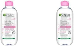 Garnier Micellar Cleansing Water, Gentle face Cleanser & Makeup Remover, Fragrance-Free, Vegan Formula, Suitable For All Skin Types, Even Sensitive, Skin Active, 400ml (Pack of 2)