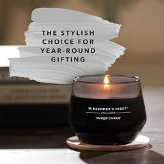 Yankee Candle Studio Scented Candle,Midsummer's Night Medium Candle,Long Burning Candles:35-50 Hours,Stylish Glass Vessel Design with Black Wax,Perfect Gifts for WomenGifts for MumWedding Gifts & More