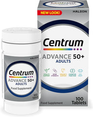 Centrum Advance 50+ Multivitamin Tablets for Men and Women, Vitamins with 24 Essential Nutrients, including Vitamin C, D, and Zinc, 100 ct (Packaging and Tablet colour may vary slightly)