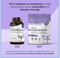 Nutravita Super Strength 1480mg – 180 Vegan Magnesium Citrate Capsules not Magnesium Tablets – High Absorption, Premium Magnesium Supplements