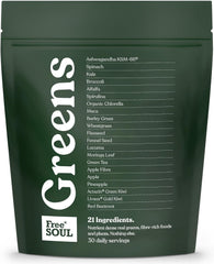 Free Soul Greens | 21 Advanced Greens, Superfoods, and Adaptogens Including KSM-66 Ashwagandha, Vegan & Gluten-Free, Advanced Natural Formula | UK Made | 30 Servings