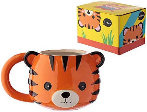 Puckator Adoramals Tiger Head Ceramic Shaped Mug, Tea Coffee Hot Drink
