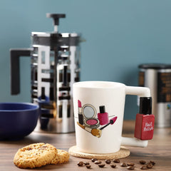 Puckator Nail Varnish Ceramic Shaped Handle Mug, Tea Coffee Hot Drinks