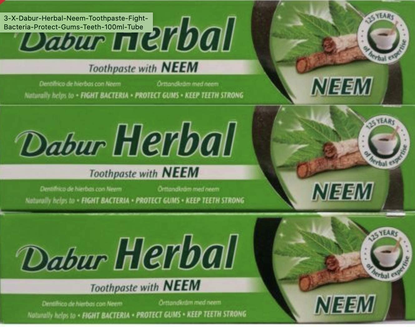 Dabur Herbal Toothpaste Neem 100ml x 3 Packs Grovz.co.uk