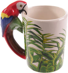 Puckator Parrot with Jungle Decal Ceramic Shaped Handle Mug, Coffee Hot Drinks