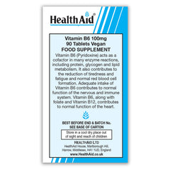 HealthAid Vitamin B6 (Pyridoxine HCl) 100mg Tablets
