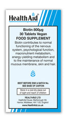 HealthAid Biotin 800μg Tablets