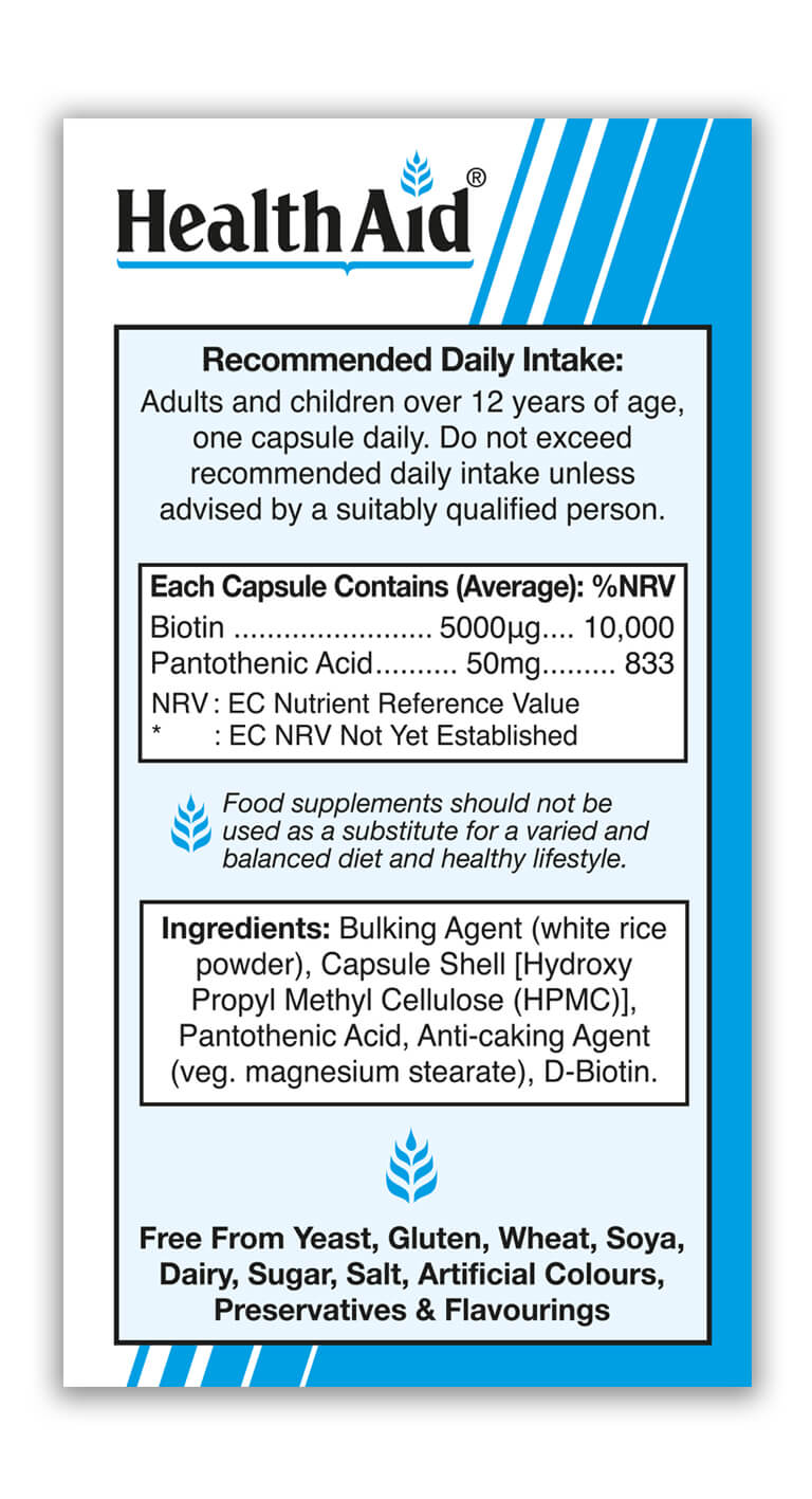 Biotin 5000µg with Vitamin B5 60 Capsules Grovz.co.uk