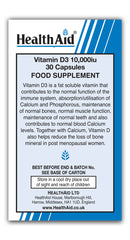 Healthaid Vitamin D3 10,000iu Vegicaps