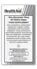 HealthAid Zinc Gluconate (10mg elemental Zinc) Tablets