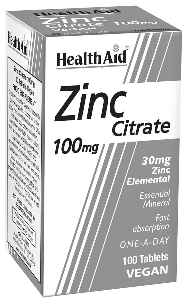 HealthAid Zinc Citrate 100mg Tablets
