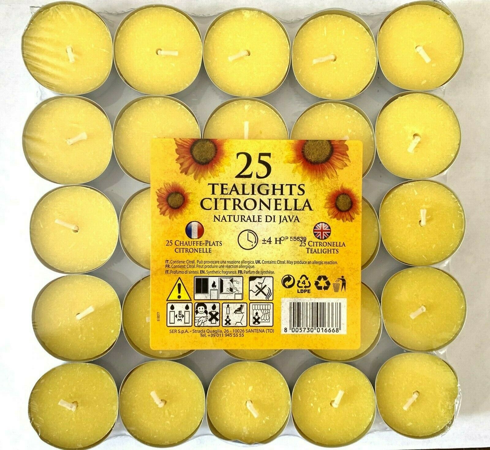Citronella Candles Tealights Mosquito Fly Insect Repeller Pack of 25