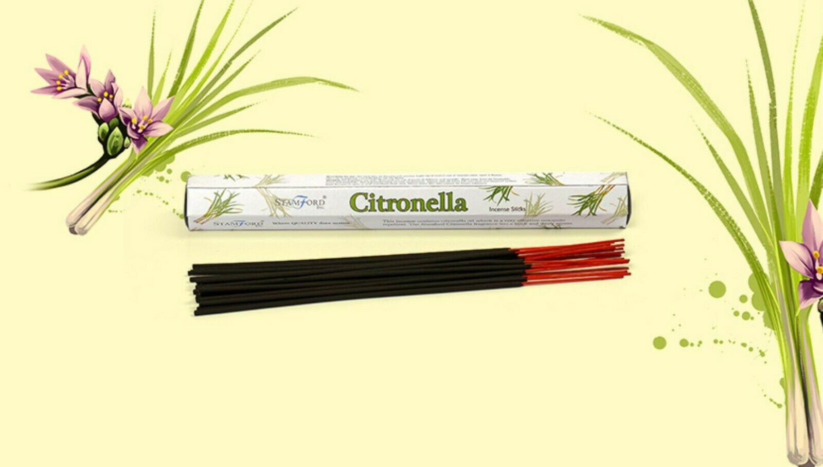 Stamford Citronella Incense Joss Sticks Premium Quality Hex Pack of 20 Sticks