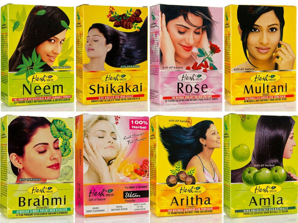 Hesh Natural Amla Multani Mati Neem Shikakai Brahmi Aritha Rose Ubtan Powder 100g