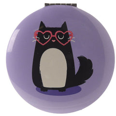 Compact Mirror with Feline Fine cat handbag make-up travel pocket