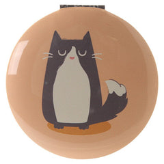 Compact Mirror with Feline Fine cat handbag make-up travel pocket